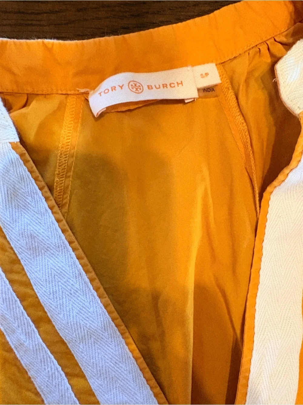 Tory Burch Orange Swim Coverup with White Trim size small